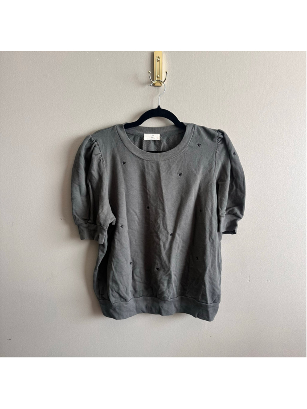 Women's t.la Grey Star Print Puff Sleeve Sweatshirt Size XL